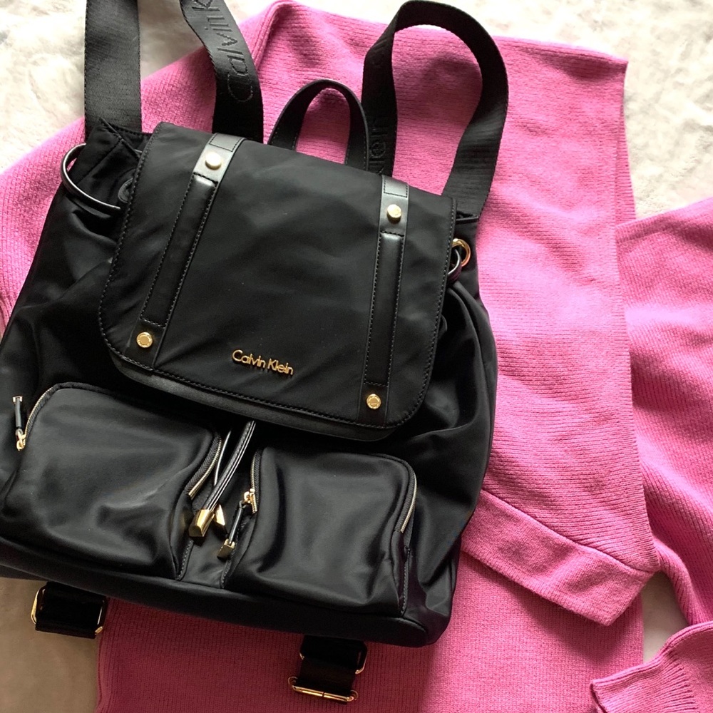 New Calvin Klein black and gold backpack